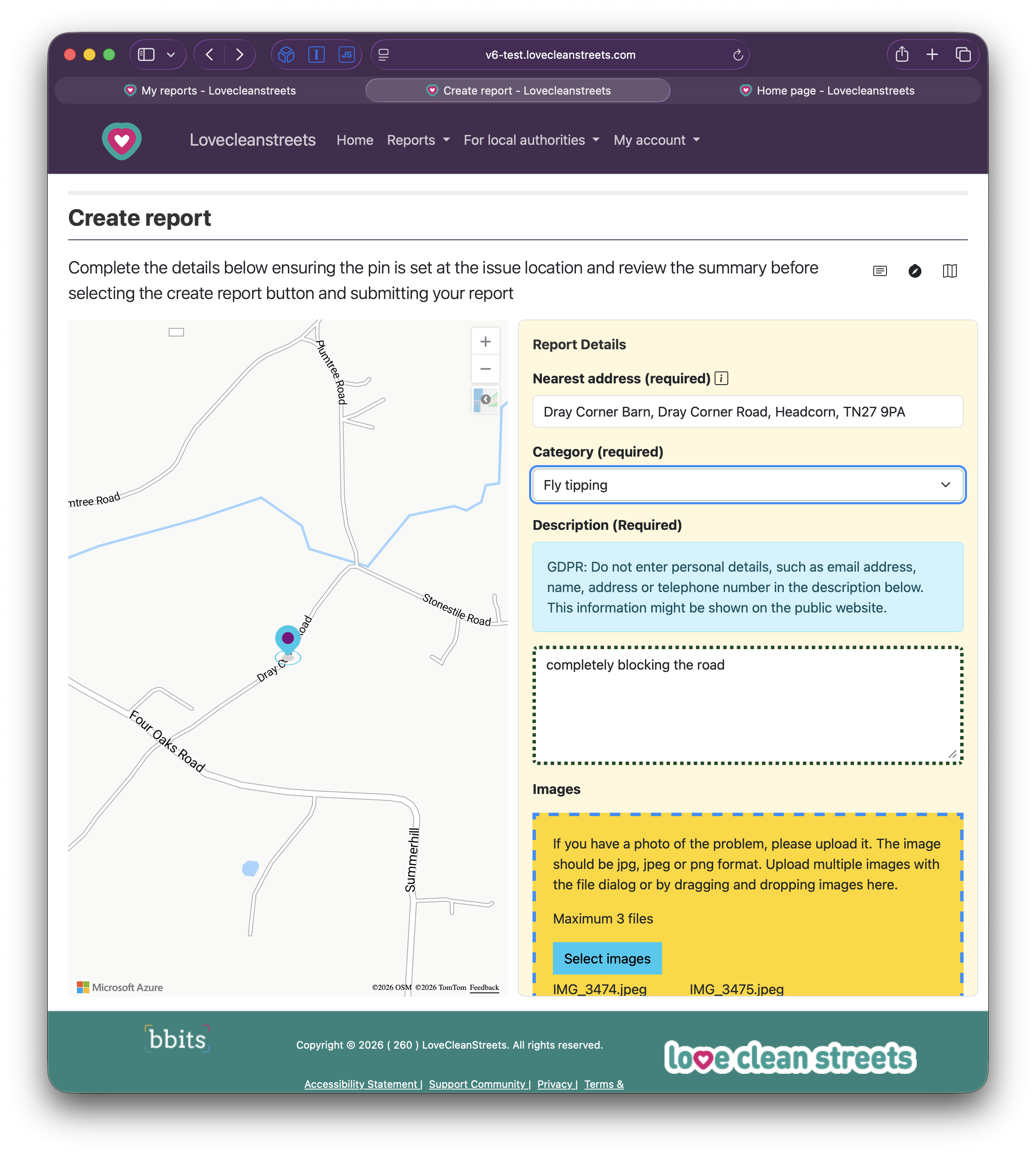 Choose the closest category screen on the Love Clean Streets website